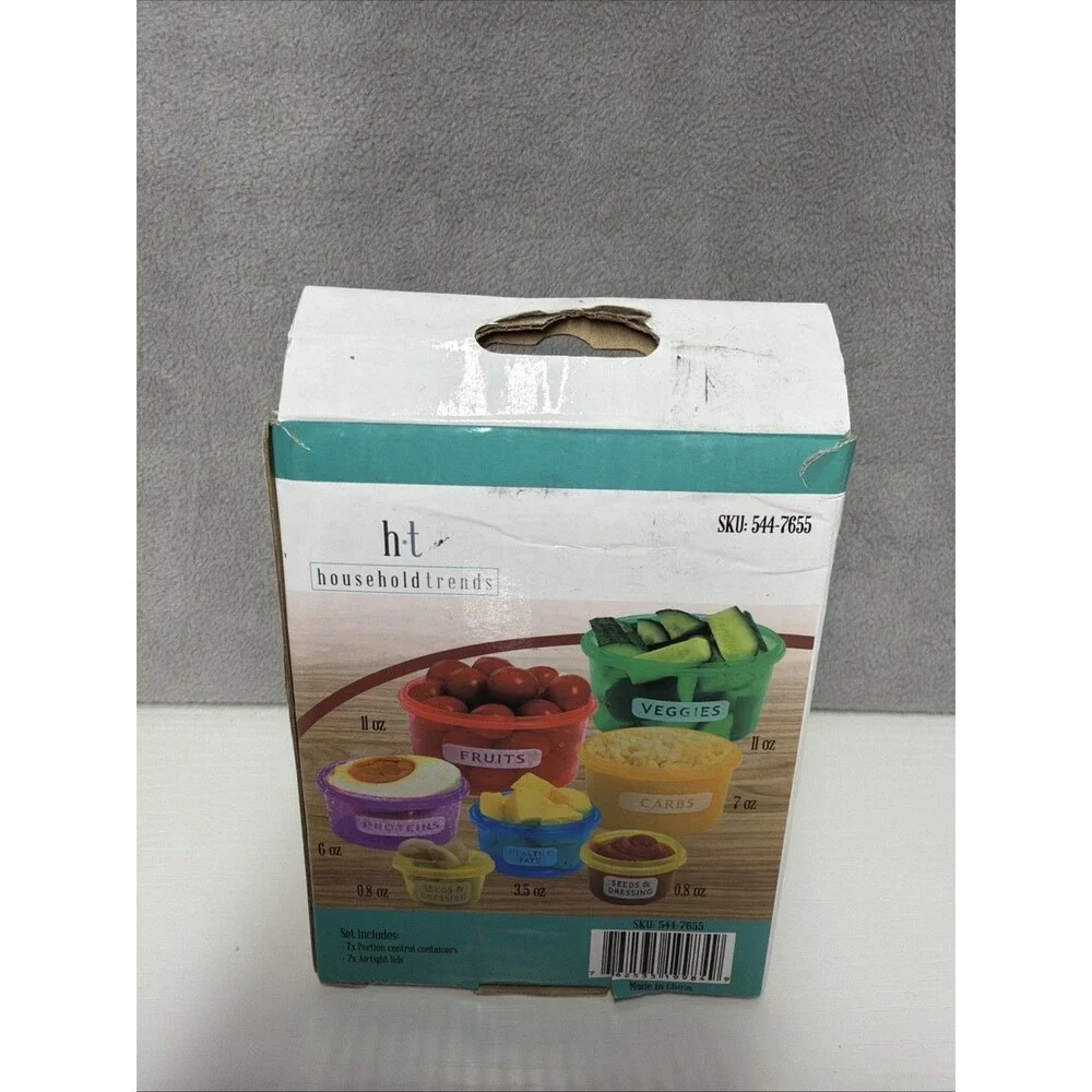 Portion Control  14 Pc Container Set With Lids Color Coded Microwave & Dw Safe
